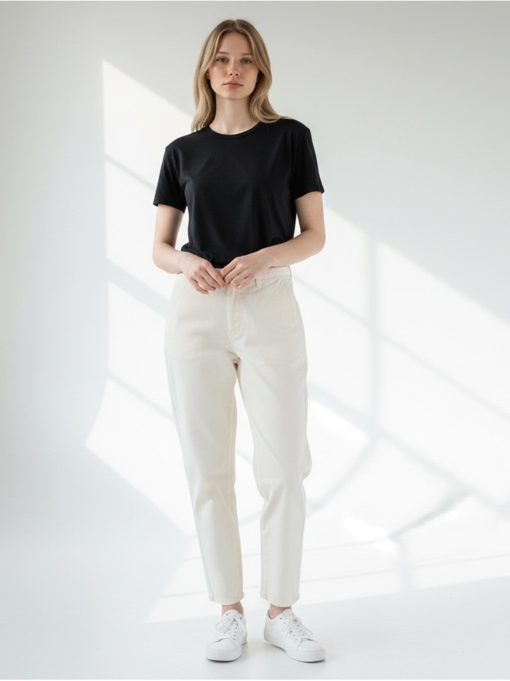 Zara The New Chino Pants Size 8 / EU 40 Natural Ecru Slim Relaxed Leg NWT
